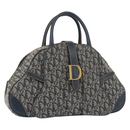 Christian Dior Vintage Saddle Bowler Diorissimo Canvas, Navy, Canvas, Handbag
