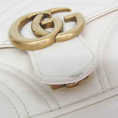 Gucci GG Marmont Square Flap Matelasse Leather, White, Leather, Shoulder Bag