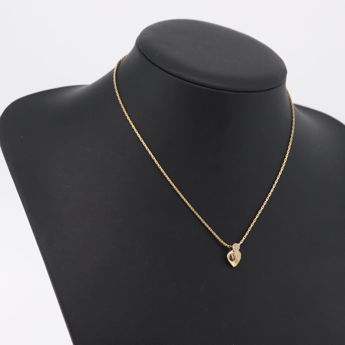 Christian Dior Logo Heart Pendant Metal, Gold, Metal, Necklace