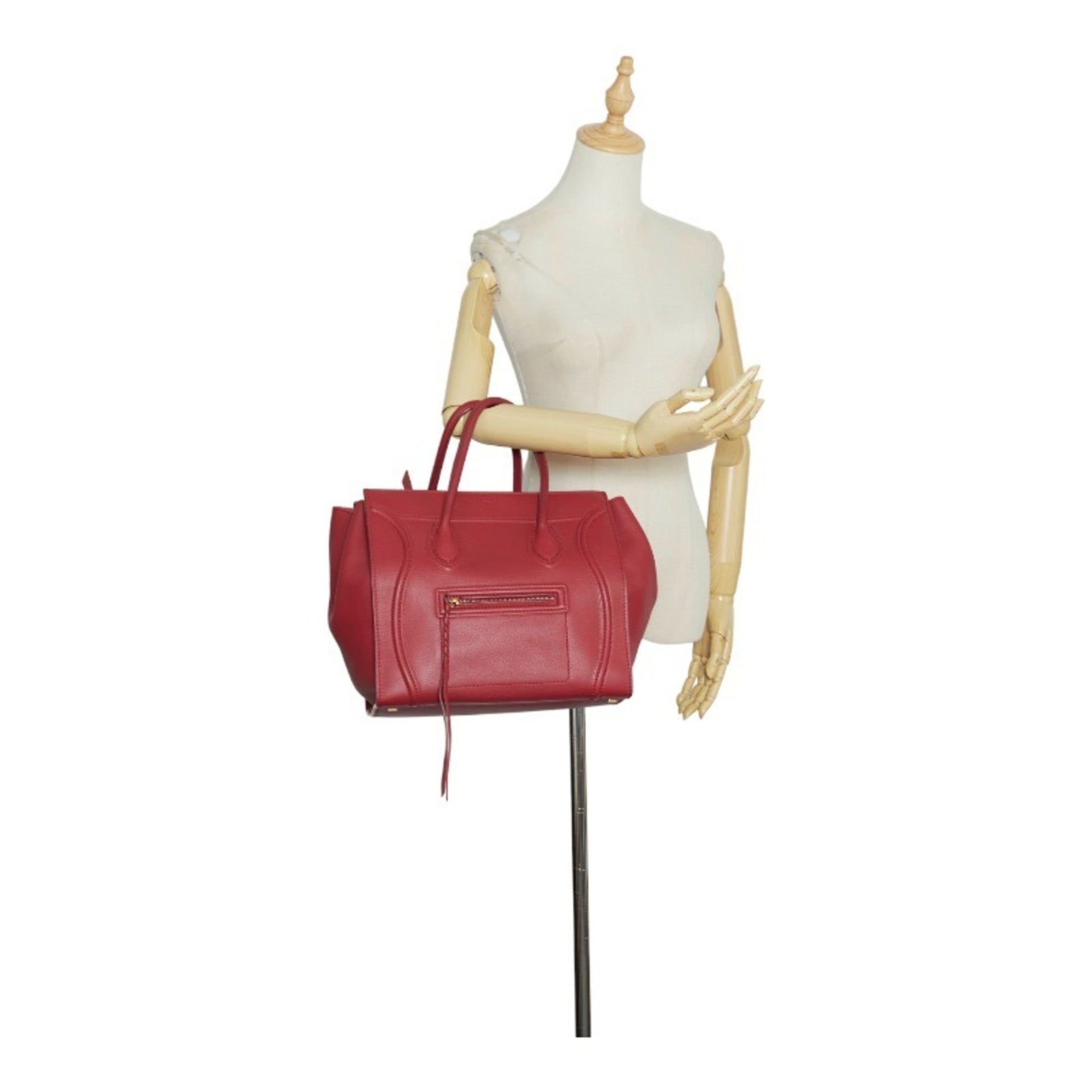 Céline Luggage, Red, Leather, handbag