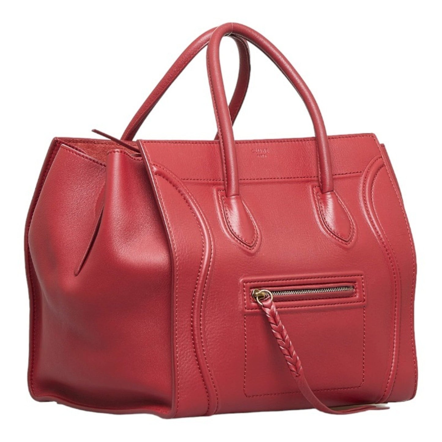 Céline Luggage, Red, Leather, handbag