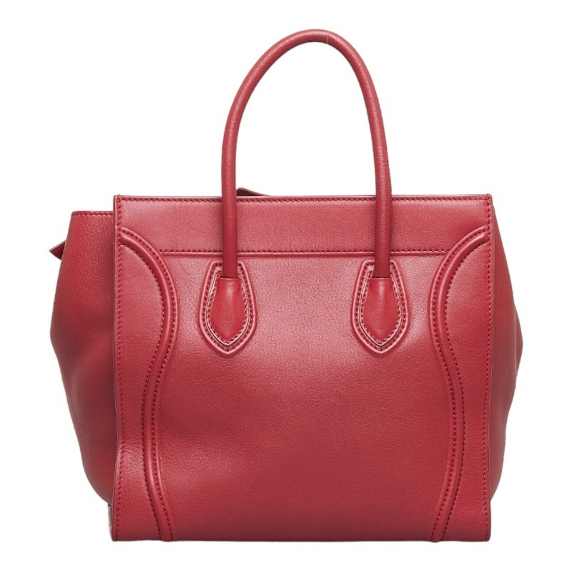 Céline Luggage, Red, Leather, handbag