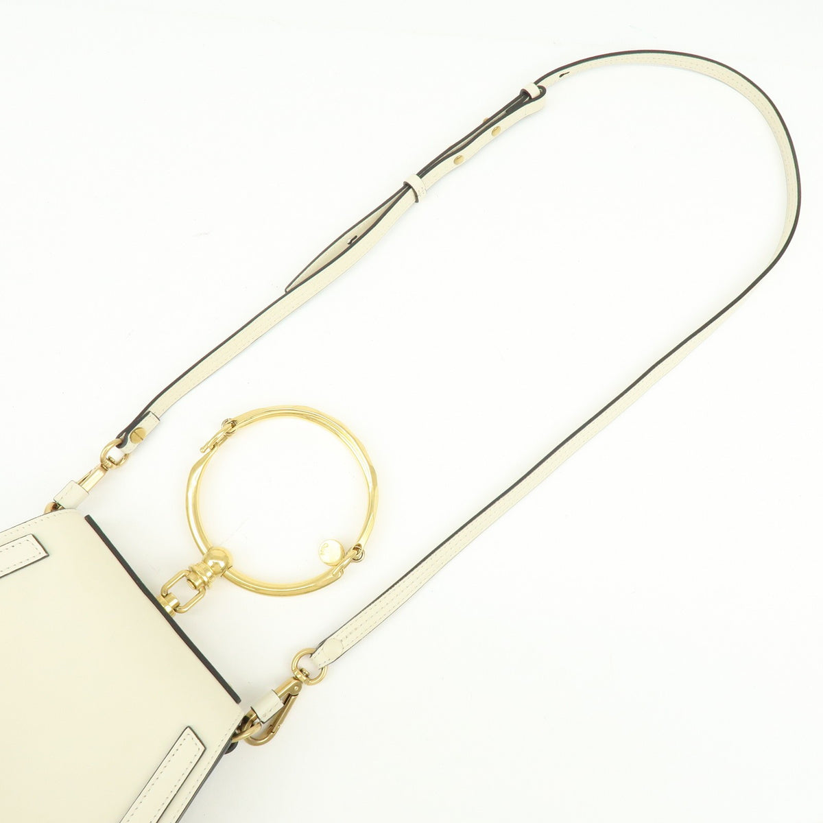 Chloe Nile Studded Suede and Leather, White, Leather, Crossbody Bag