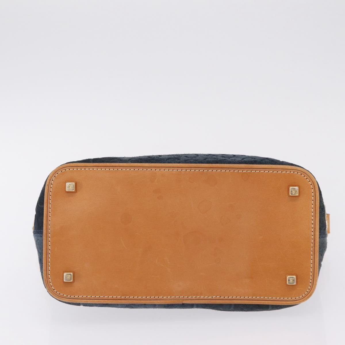 Celine C Macadam Shoulder Suede, Navy, Suede, Handbag