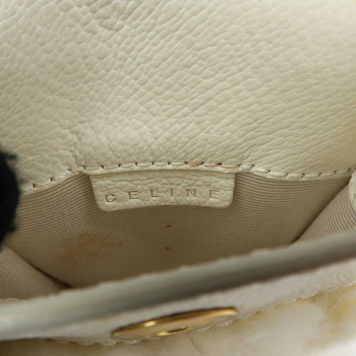 Celine Triomphe Leather, Beige, Leather, Shoulder Bag