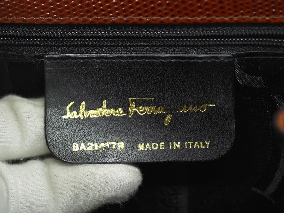 Salvatore Ferragamo Convertible Vara Bow Tote Leather, Brown, Leather, Handbag