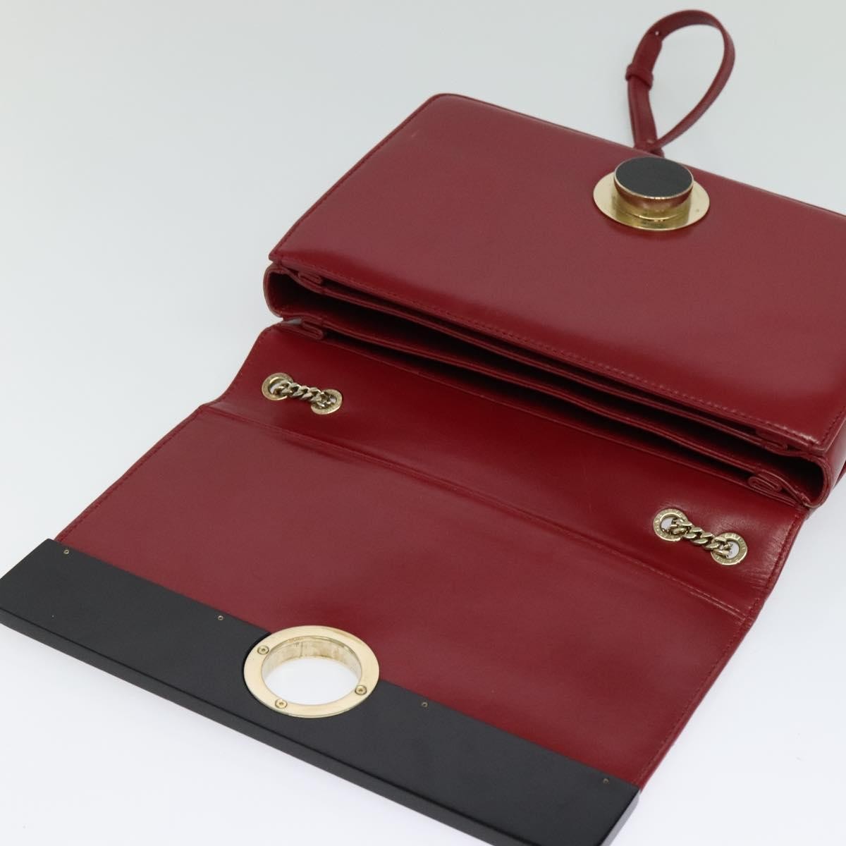 Bvlgari Signature Leather, Red, Leather, Shoulder Bag