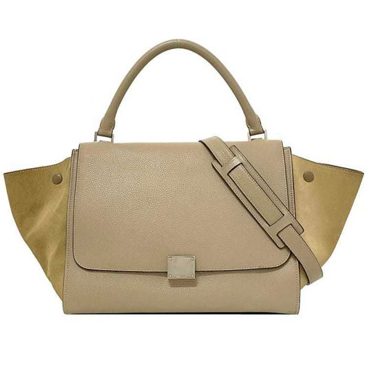 Céline Trapèze, Beige, Leather, handbag