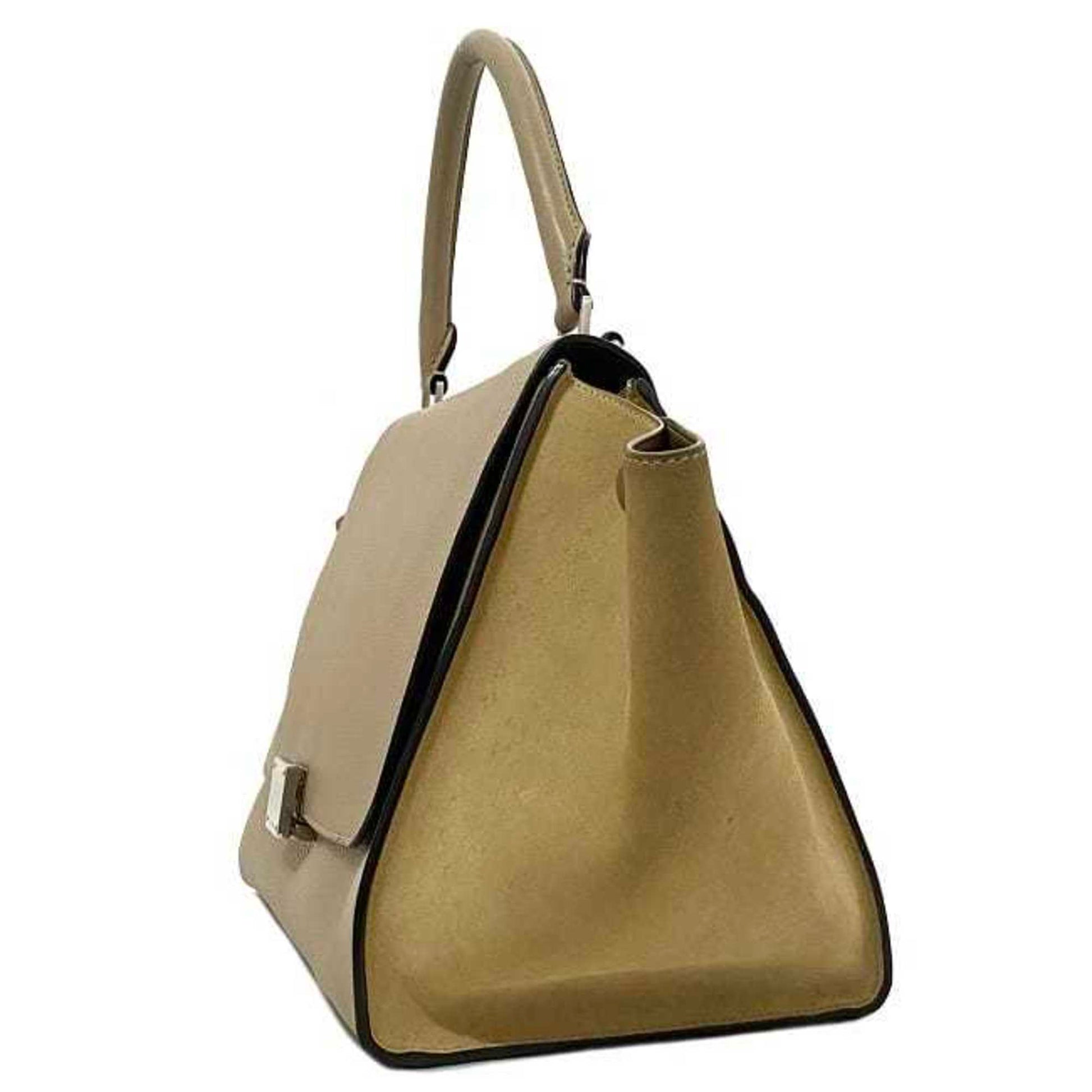 Céline Trapèze, Beige, Leather, handbag