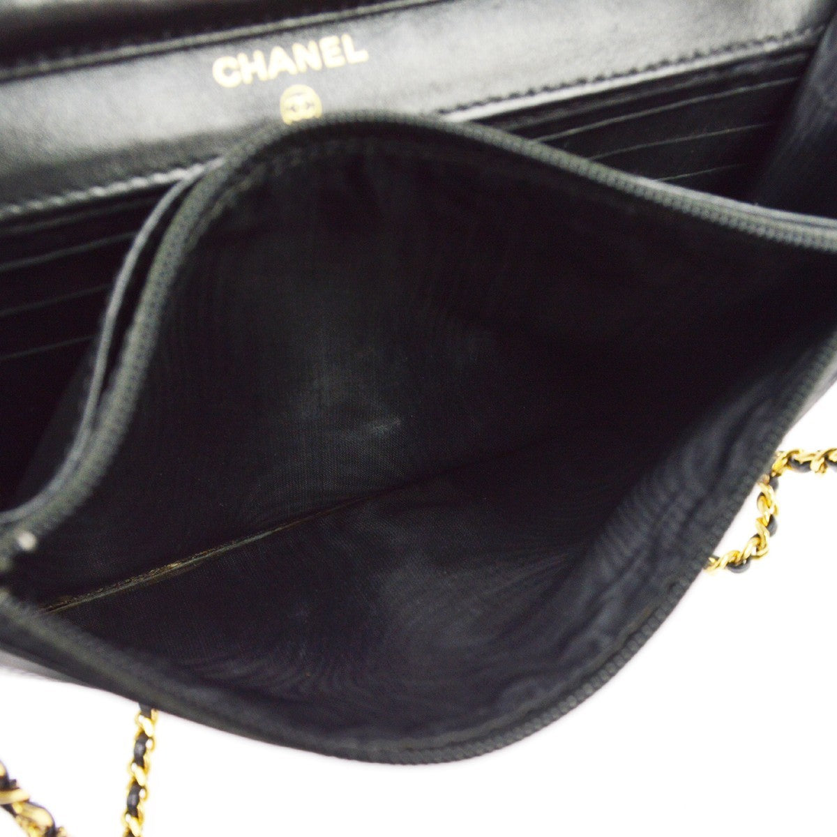 Chanel Vintage Timeless Wallet on Chain Caviar, Black, Leather, Crossbody Bag