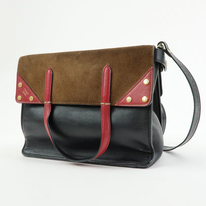 Fendi Flip Leather and Suede, Black, Leather, Tote Bag