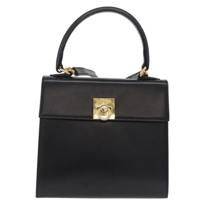 Celine Vintage Logo Top Handle Leather, Black, Leather, Handbag