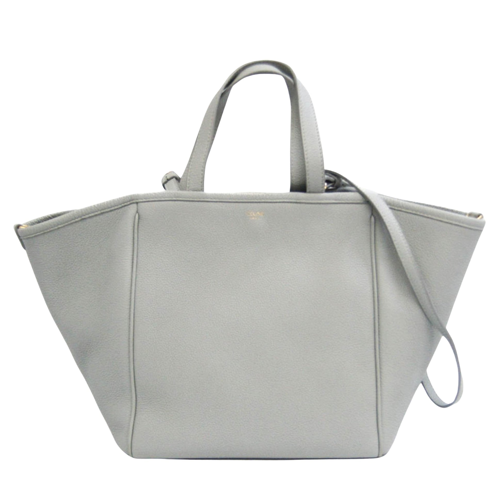 Céline Cabas, Grey, Leather, tote