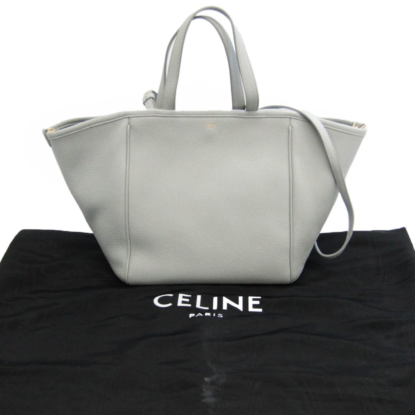 Céline Cabas, Grey, Leather, tote