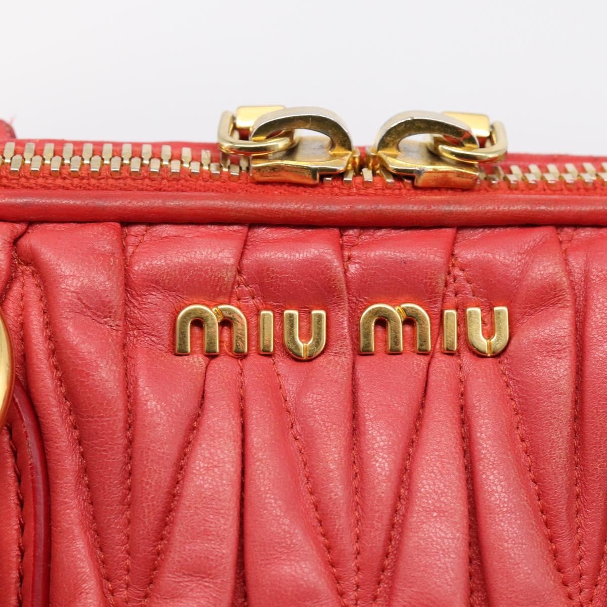 Miu Miu Madras Bowler Matelasse Leather, Red, Leather, Handbag