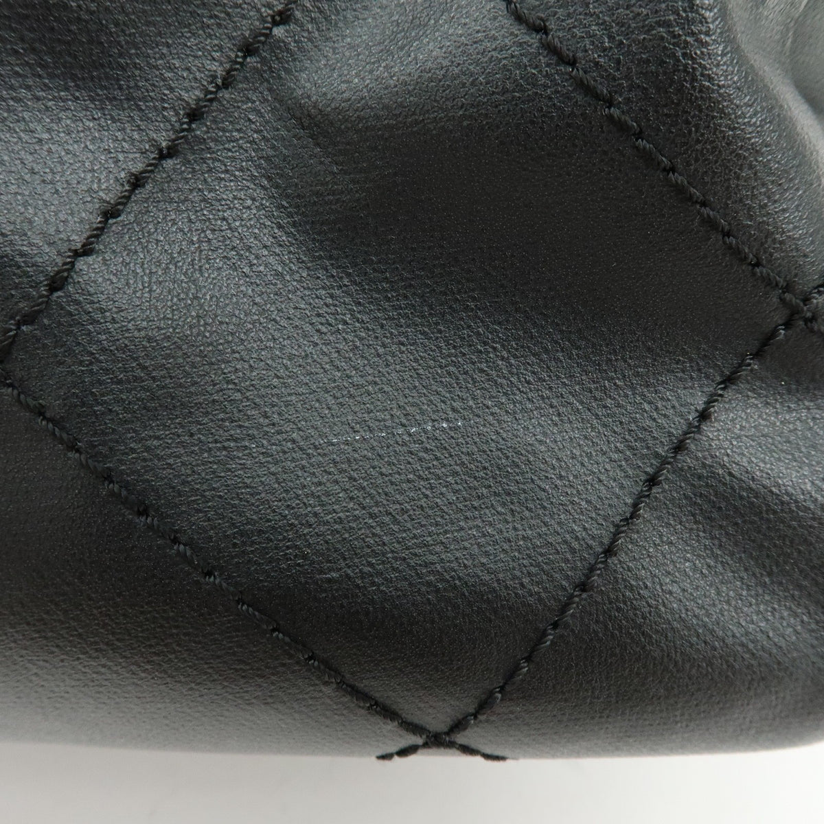 Chanel Biarritz Quilted Coated Canvas, Black, Leather, Tote Bag