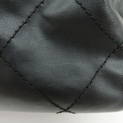 Chanel Biarritz Quilted Coated Canvas, Black, Leather, Tote Bag
