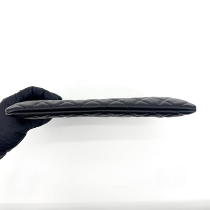 Chanel O Case Clutch Quilted Caviar, Black, Leather, Clutch