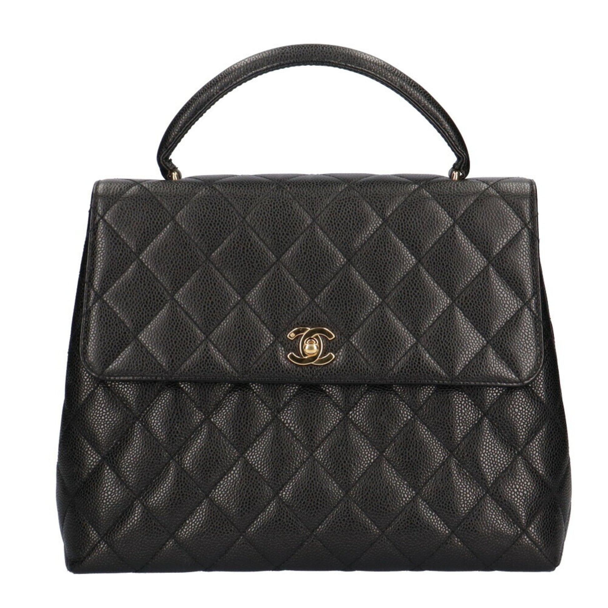 Chanel Coco Mark, Black, Leather, handbag