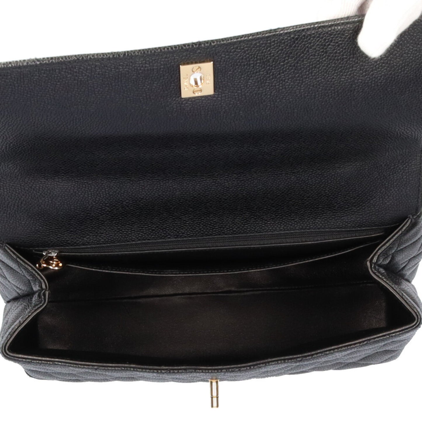 Chanel Coco Mark, Black, Leather, handbag