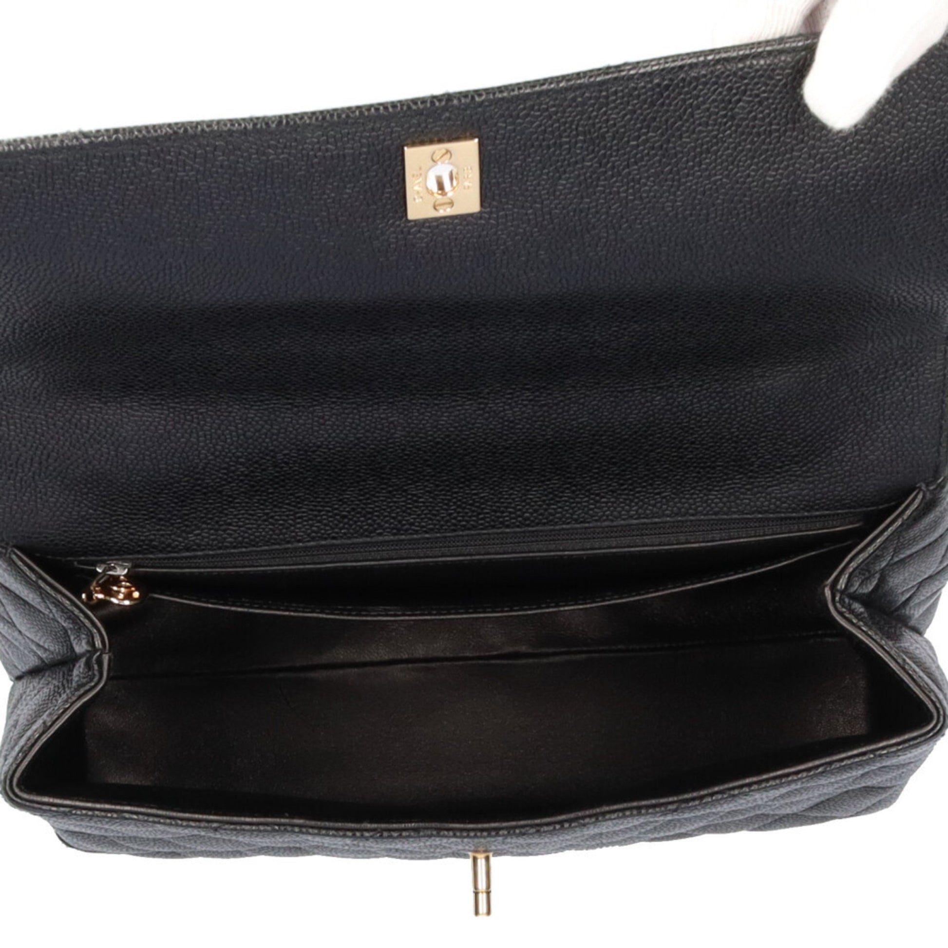 Chanel Coco Mark, Black, Leather, handbag