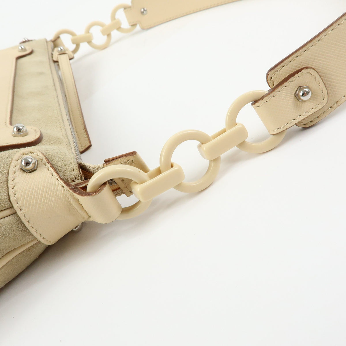 Salvatore Ferragamo Gancini Suede, Beige, Suede, Crossbody Bag
