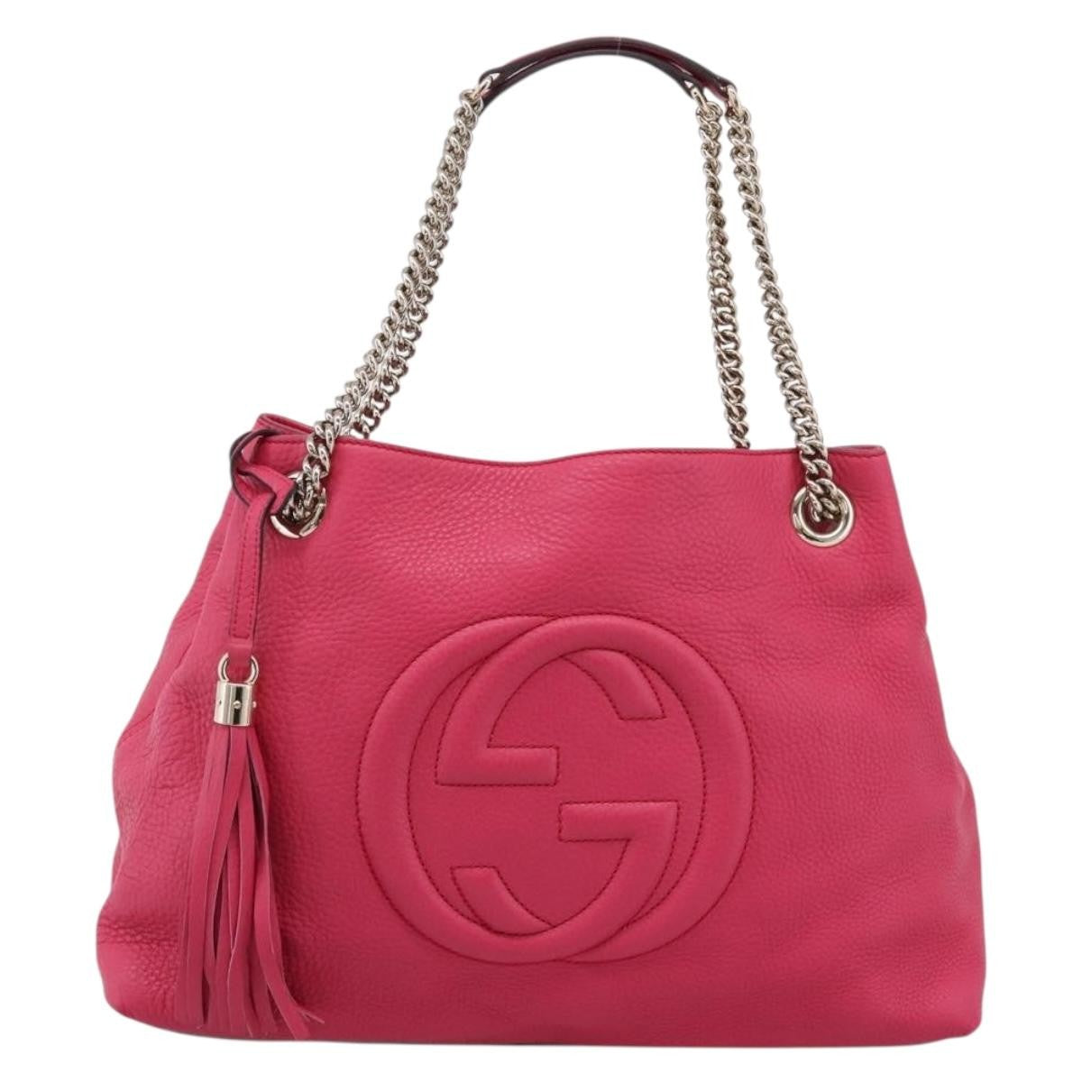 Gucci Soho Chain Strap Leather, Pink, Leather, Shoulder Bag