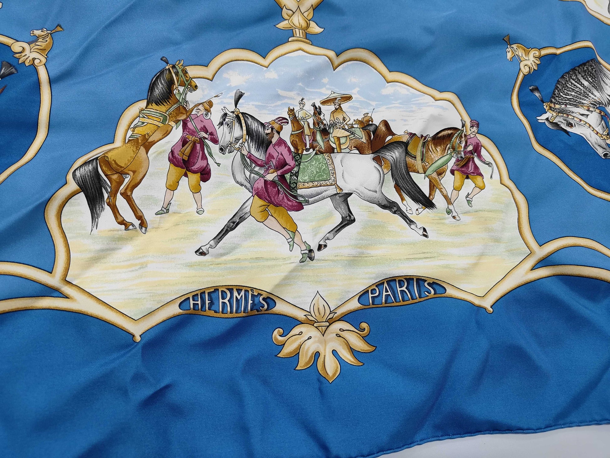 Hermes Carré 90 Silk multicolor, Blue, Silk, Scarf