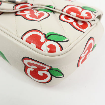 Gucci GG Marmont Flap Printed Diagonal Quilted Leather, White, Leather, Handbag