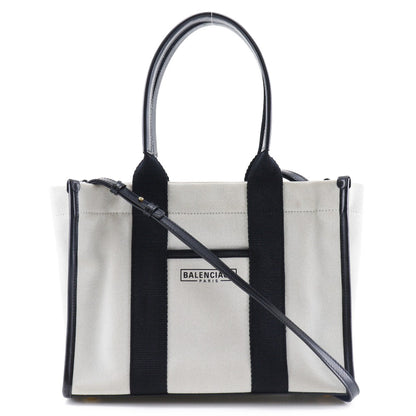 Balenciaga Navy, White, Canvas, handbag