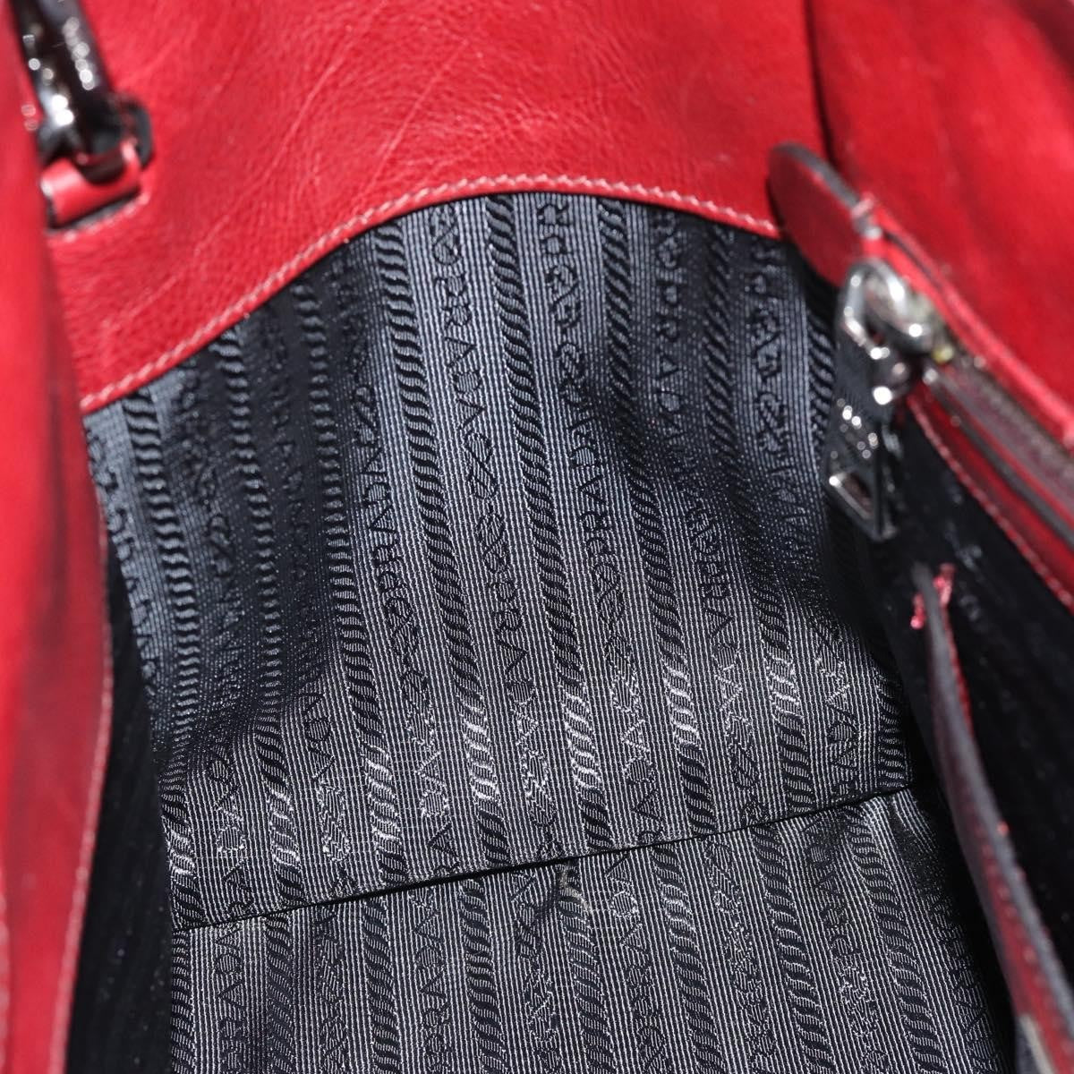 Prada Double Zip Lux Saffiano Leather, Red, Leather, Tote Bag