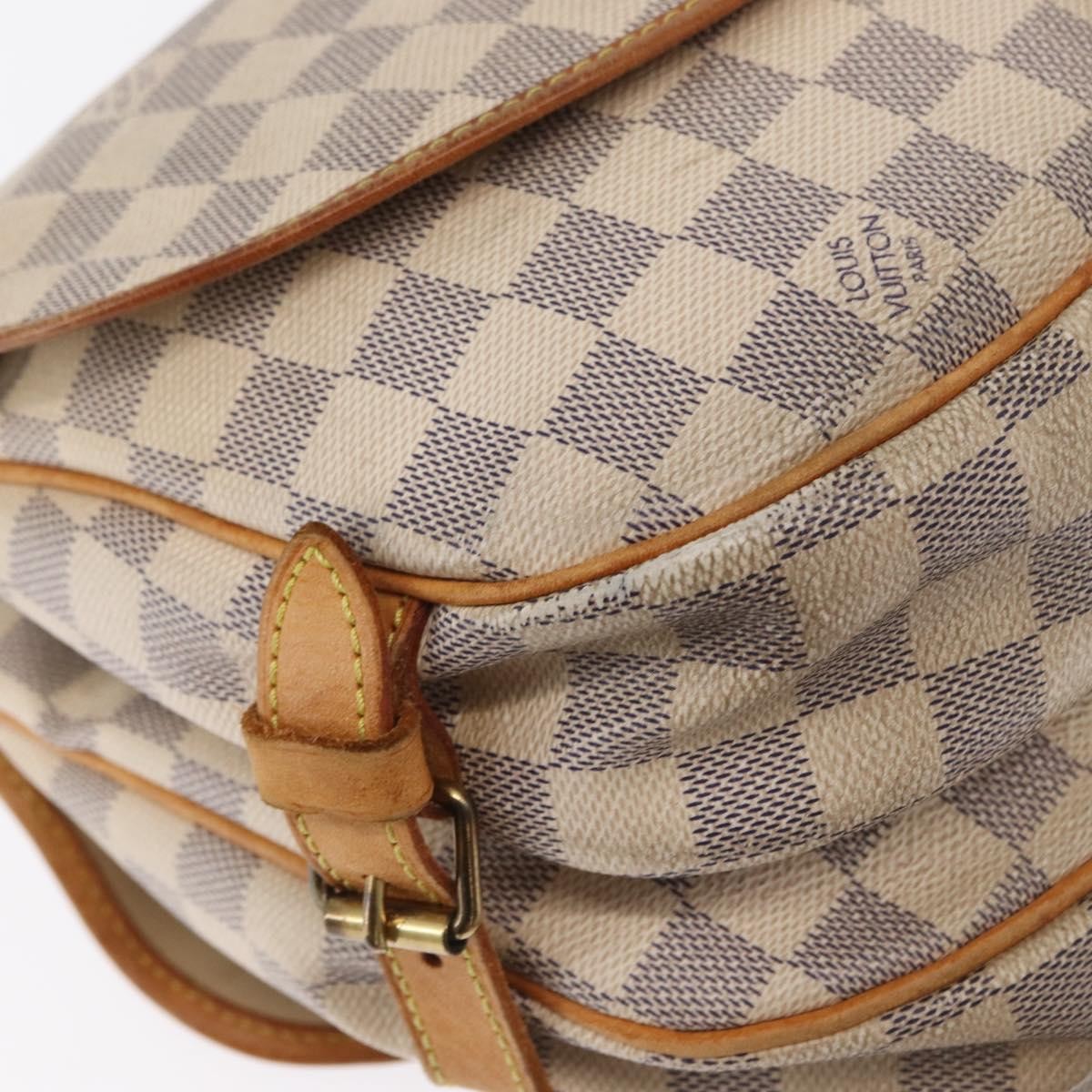 Louis Vuitton Saumur Damier Ebene, Beige, Canvas, Shoulder Bag