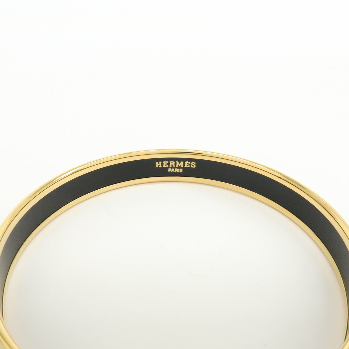 Hermes Bangle Printed Enamel, Yellow, Gold Plated, Bracelet