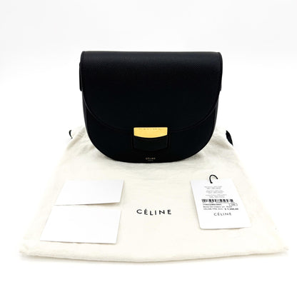 Celine Trotteur Calfskin, Black, Leather, Crossbody Bag