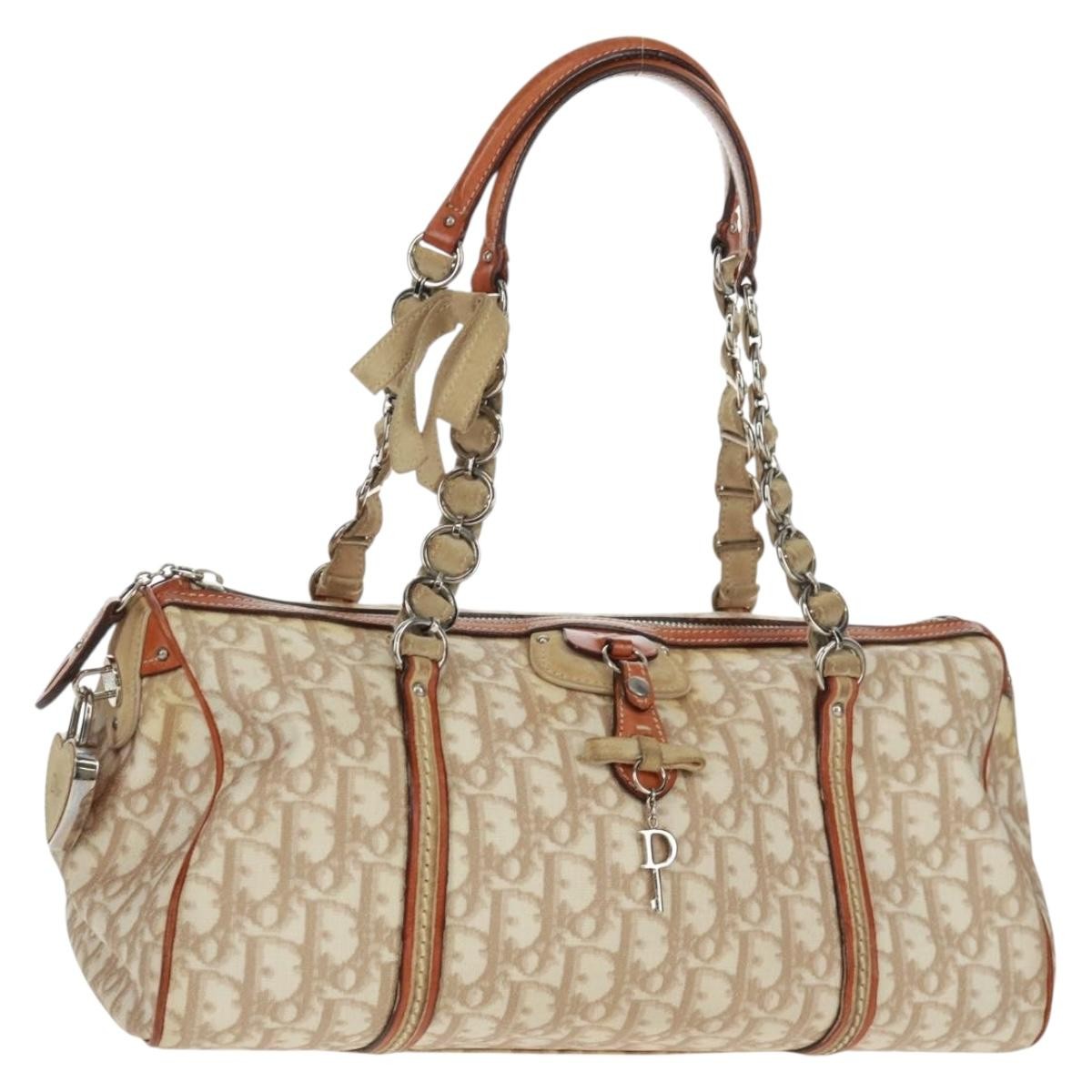 Christian Dior Vintage Trotter Romantique Boston Diorissimo Coated Canvas, Beige, Canvas, Handbag