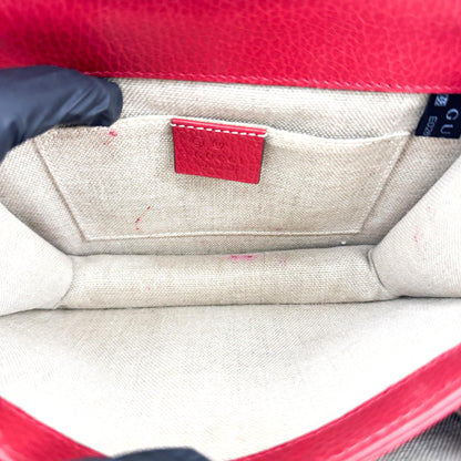 Gucci Interlocking Leather, Red, Leather, Shoulder Bag