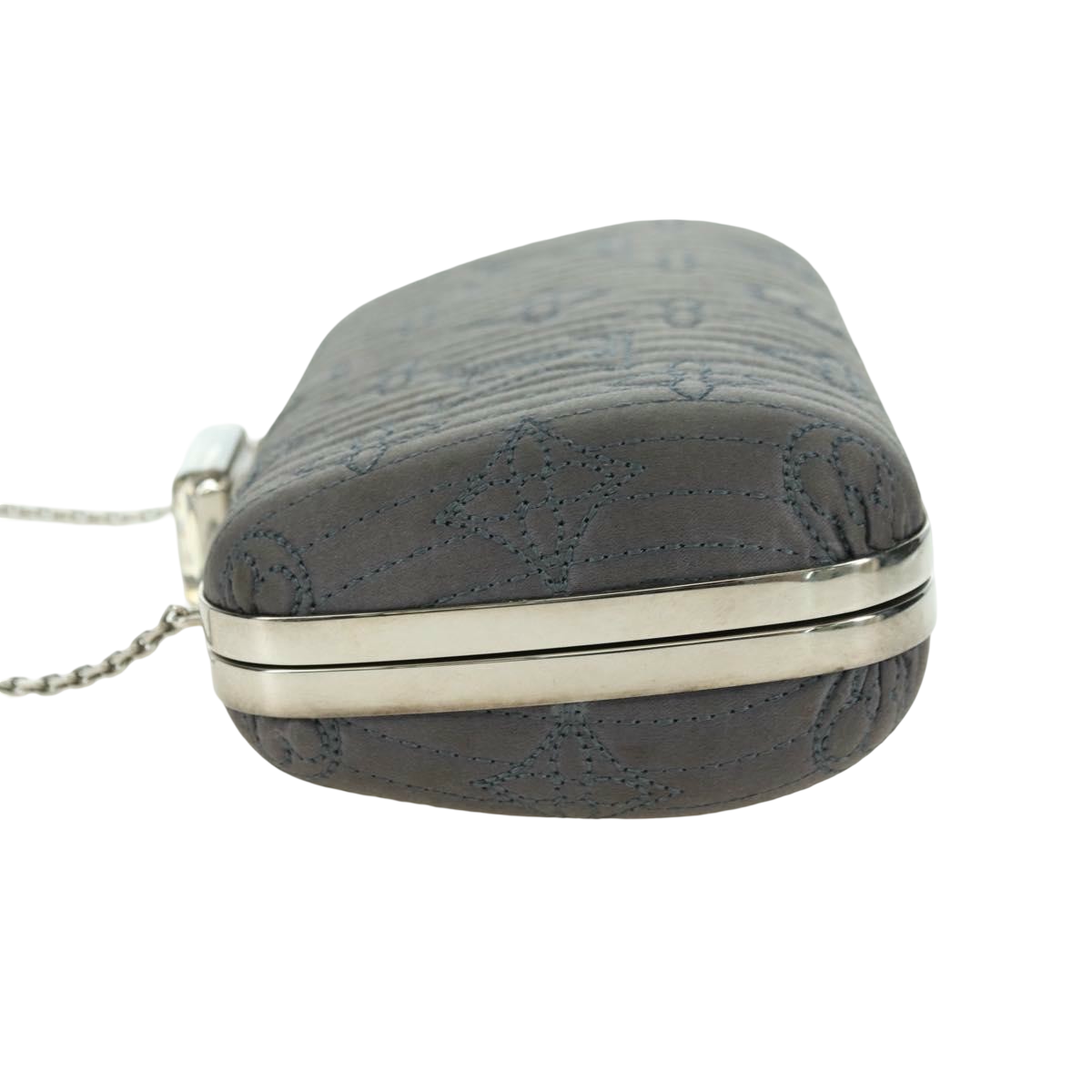 Louis Vuitton Motard Minaudiere Monogram Satin, Gray, Satin, Clutch