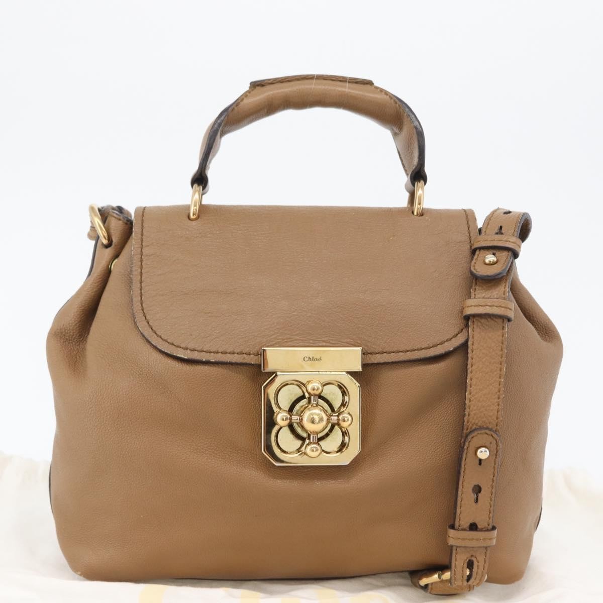Chloe Elsie Convertible Satchel Leather, Brown, Leather, Handbag