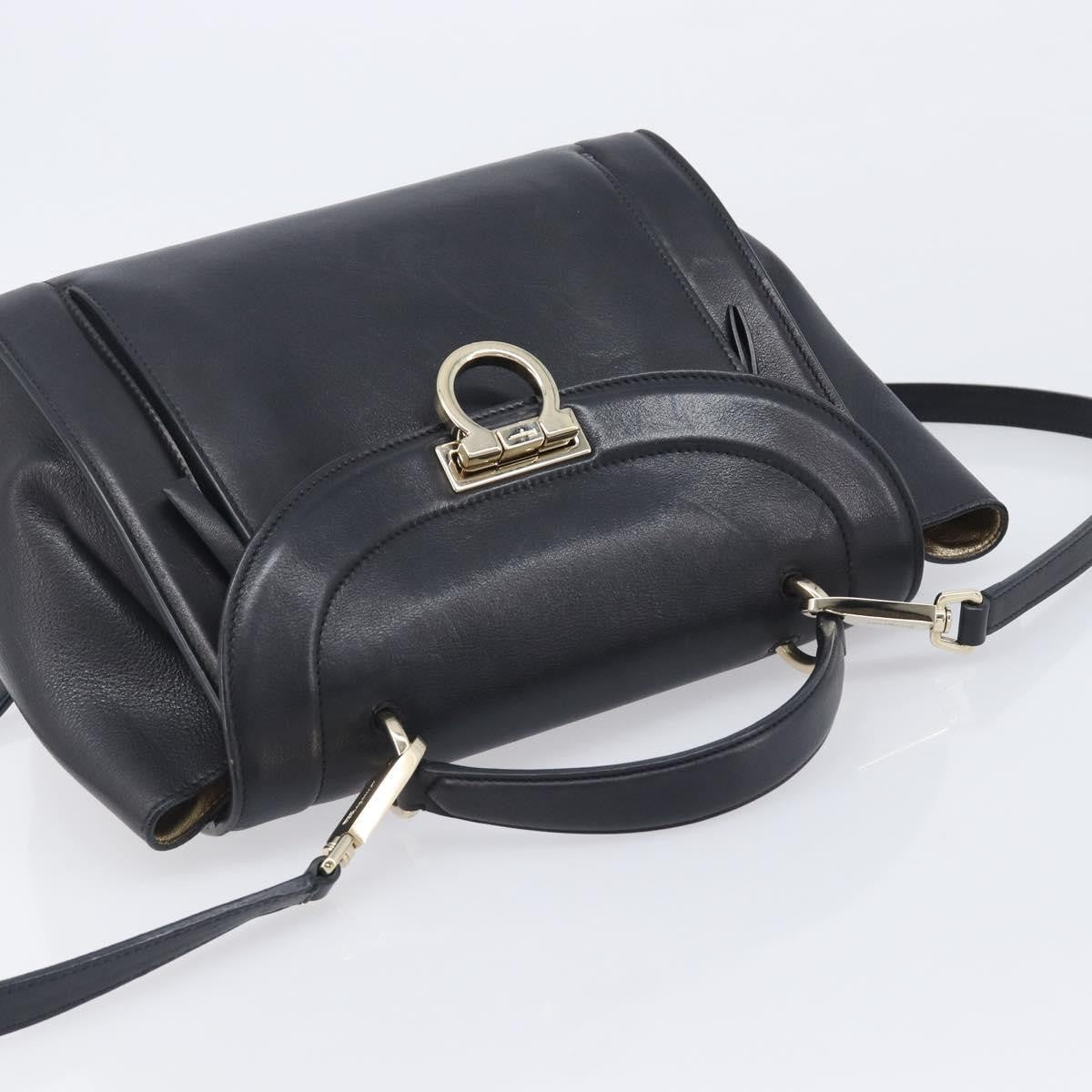 Salvatore Ferragamo Sofia Rainbow Saddle Leather, Black, Leather, Handbag
