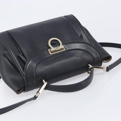 Salvatore Ferragamo Sofia Rainbow Saddle Leather, Black, Leather, Handbag