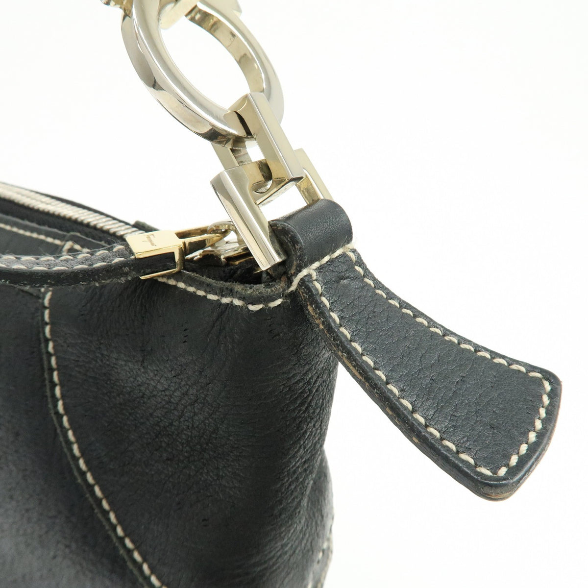 Salvatore Ferragamo Gancini Leather, Black, Leather, Crossbody Bag