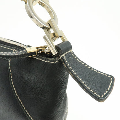 Salvatore Ferragamo Gancini Leather, Black, Leather, Crossbody Bag