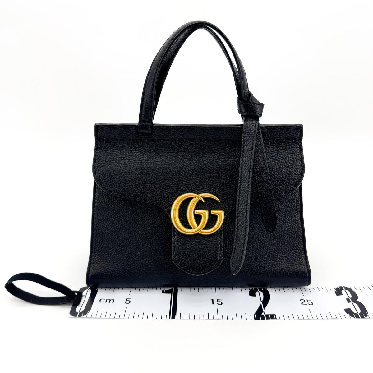 Gucci GG Marmont Top Handle Leather, Black, Leather, Handbag
