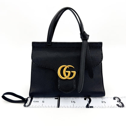 Gucci GG Marmont Top Handle Leather, Black, Leather, Handbag