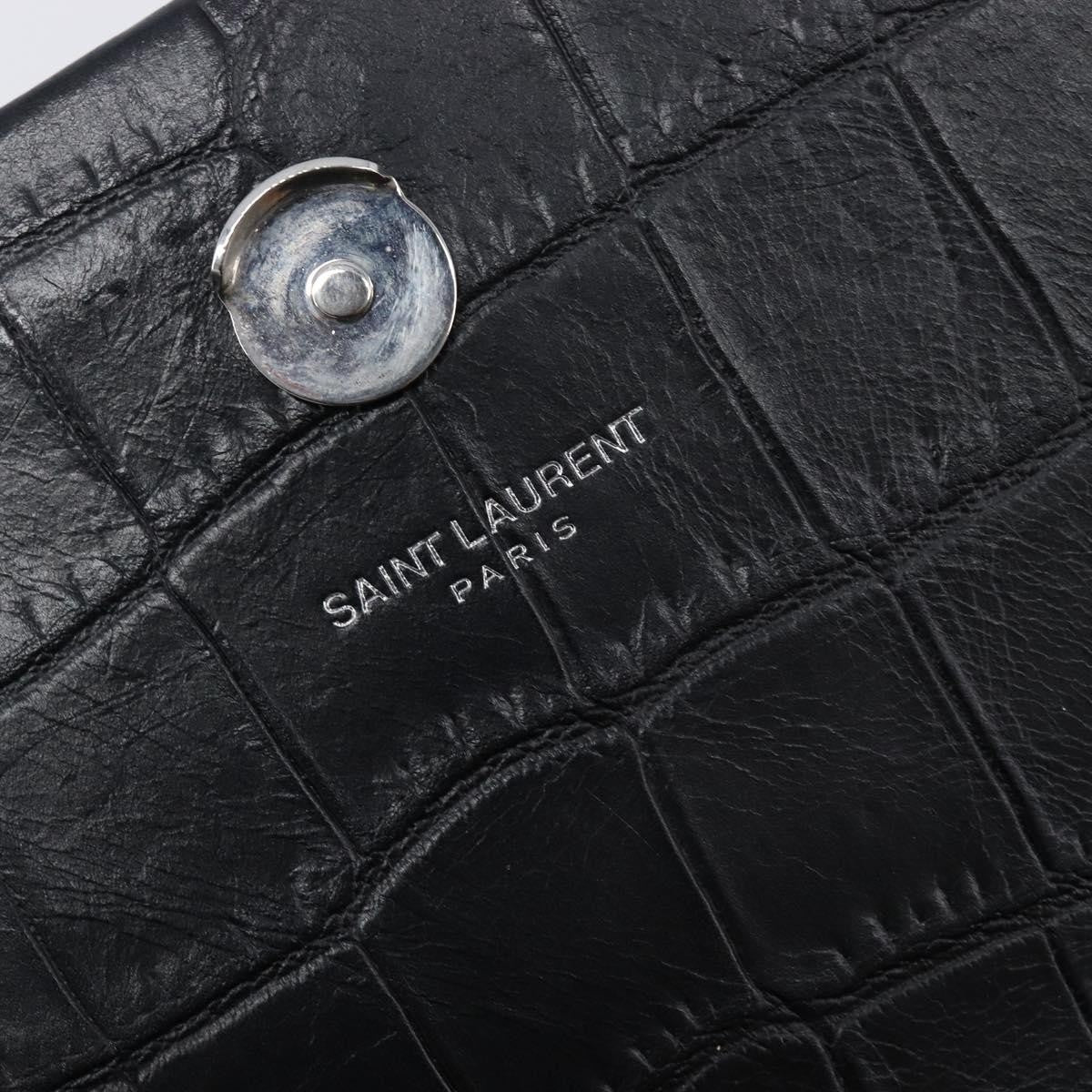 Saint Laurent Classic Monogram Tassel Chain Crocodile Embossed Leather, Black, Leather, Crossbody Bag