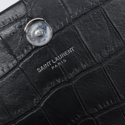 Saint Laurent Classic Monogram Tassel Chain Crocodile Embossed Leather, Black, Leather, Crossbody Bag