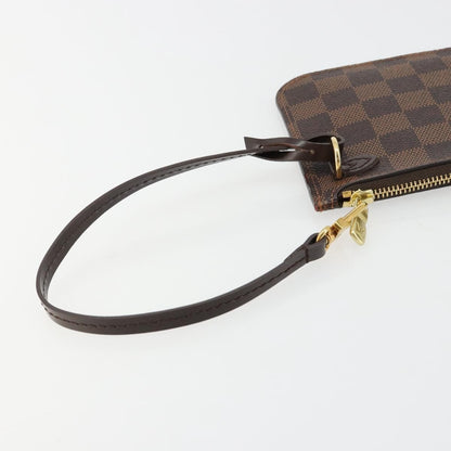 Louis Vuitton Neverfull Pochette Damier, Brown, Canvas, Clutch