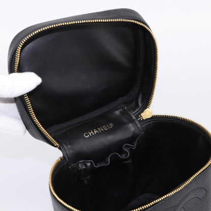 Chanel Vintage Timeless Cosmetic Case Caviar, Black, Leather, Handbag