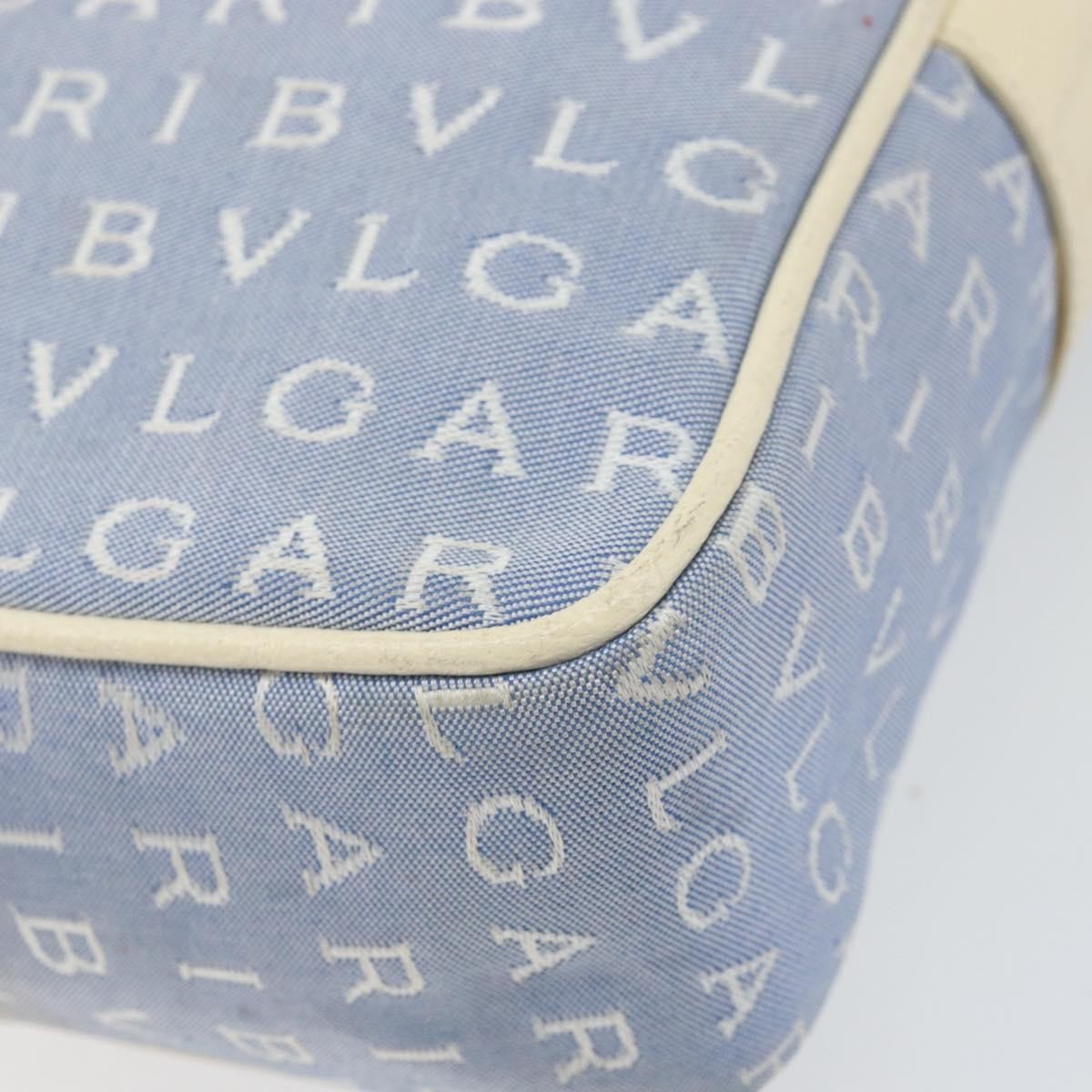 Bvlgari Logomania Canvas with Leather, Blue, Canvas, Shoulder Bag
