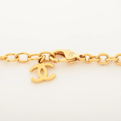 Chanel CC Flower Pendant Necklace Metal with Faux Pearls and Enamel, GOLD, METAL, Necklace